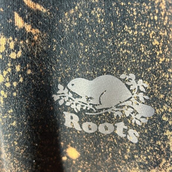 Roots Black Joggers Handpainted Leaf Pattern Medium - Picture 3 of 7